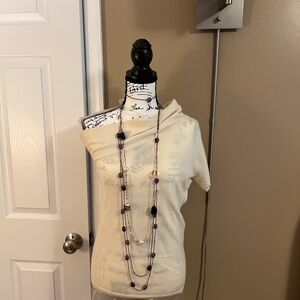 Tevrow Chase Asymmetrical-One-Shoulder Sweater - (Cream-M)